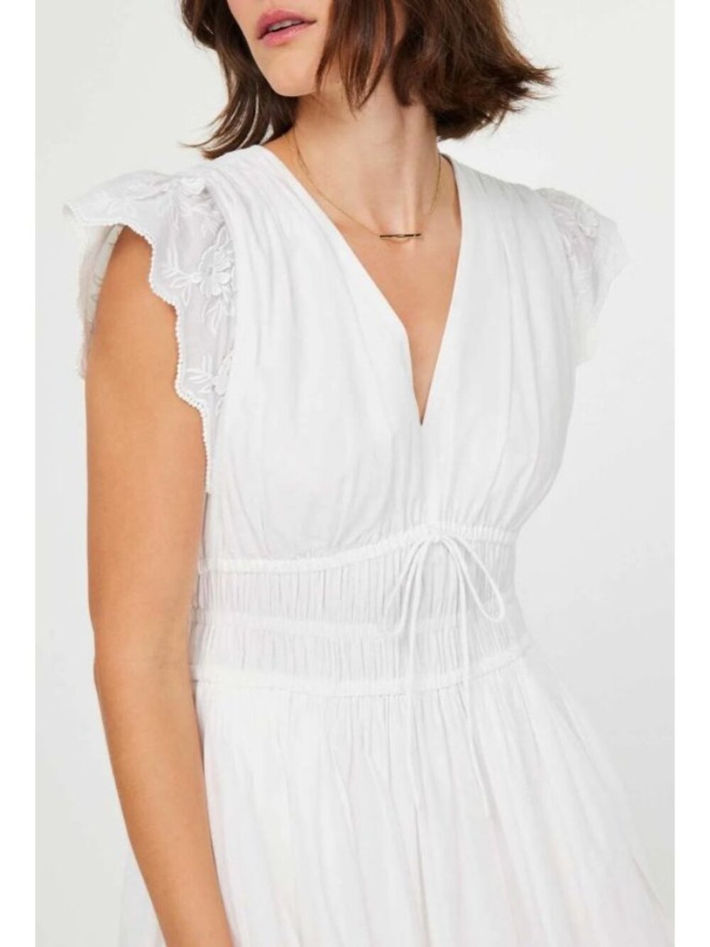 Current Air Los Angeles Women White Cotton Leia Embroidered Midi Dress Sz S 3580 - Picture 10 of 15